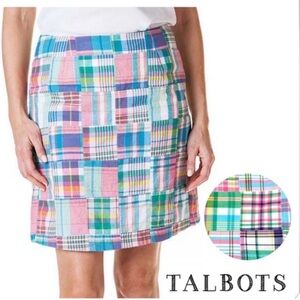 Talbots | Blue, White, Pink Madras Plaid Pencil Skirt | Petite size 12 (12P)